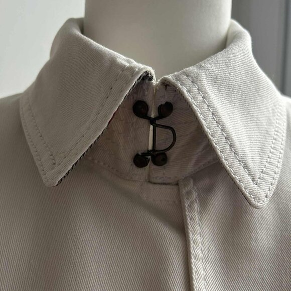 Burberry London Ivory Cotton-Twill Belted Jacket with Nova Check – US 6 - Picture 9 of 13